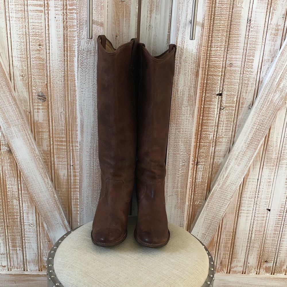 Frye Tan Genuine Real Leather Riding Boots - Picture 7 of 14